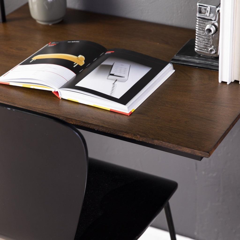 Dark Tobacco and Black Wall Mounted Floating Desk - AFS