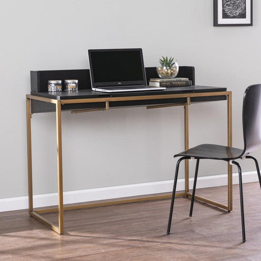 Modern Farmhouse Maple and Black Lift Top Adjustable Desk - AFS