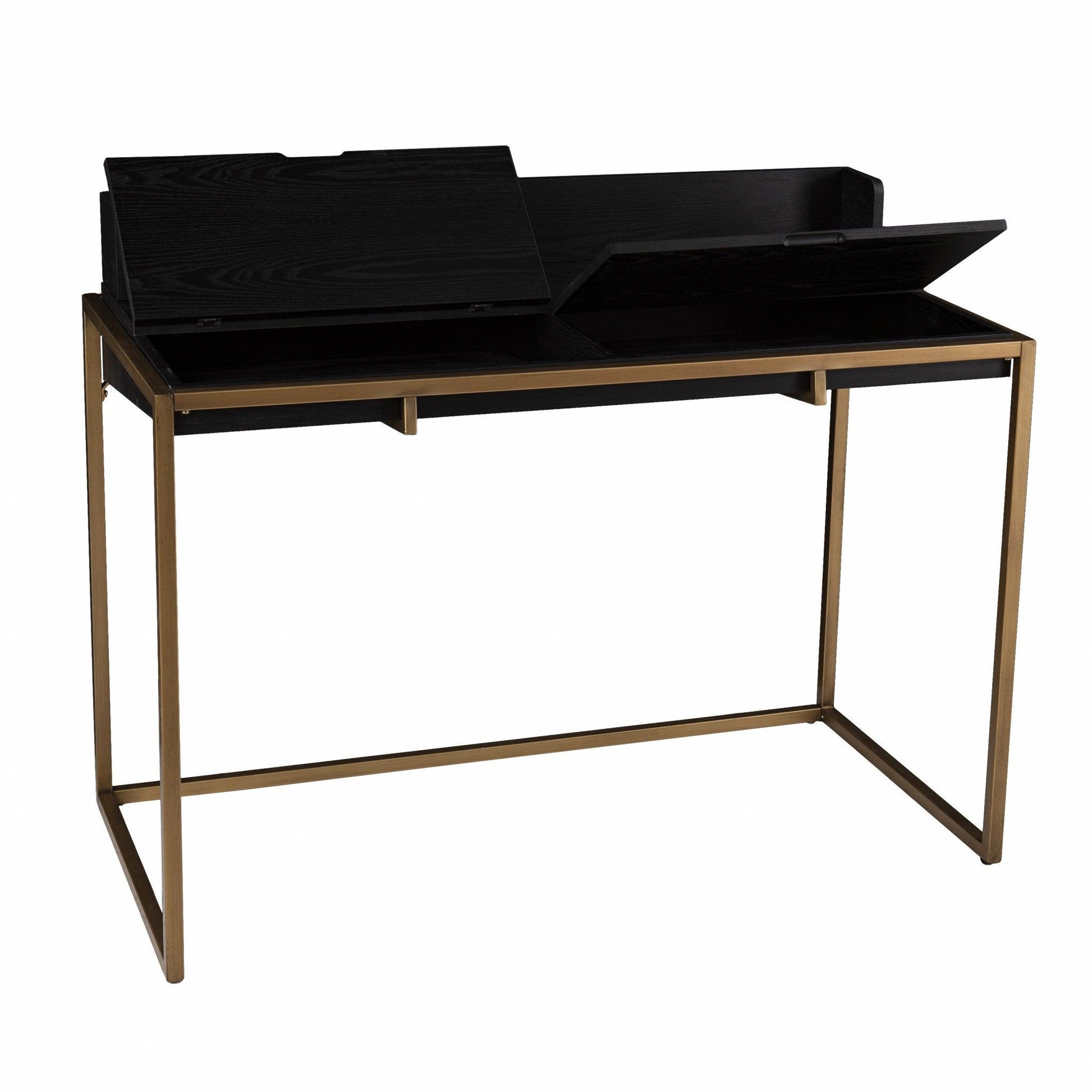 Modern Farmhouse Maple and Black Lift Top Adjustable Desk - AFS