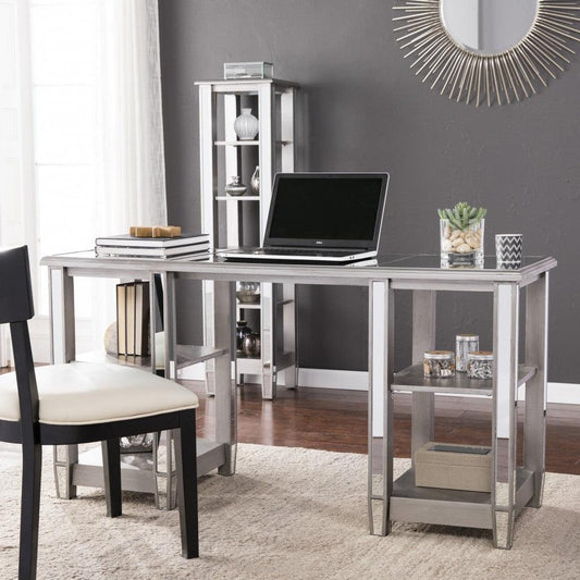 Matte Silver Mirrored Desk - AFS