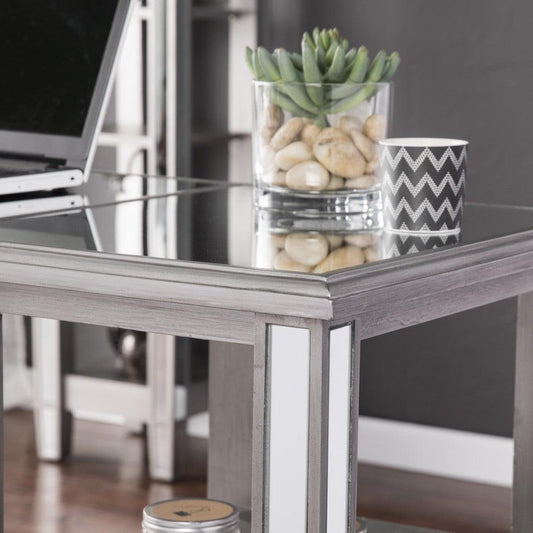 Matte Silver Mirrored Desk - AFS