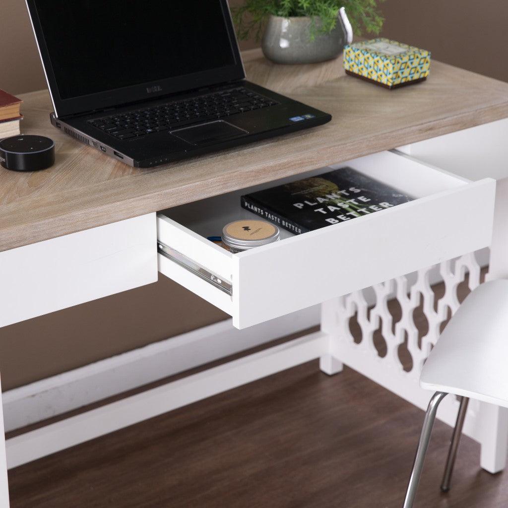 Transistional Creamy White Writing Desk - AFS