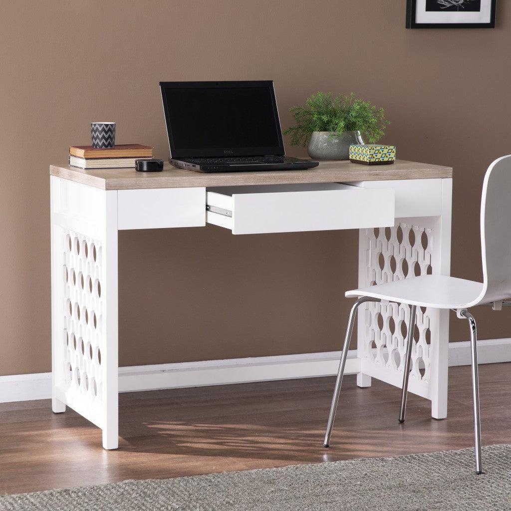 Transistional Creamy White Writing Desk - AFS