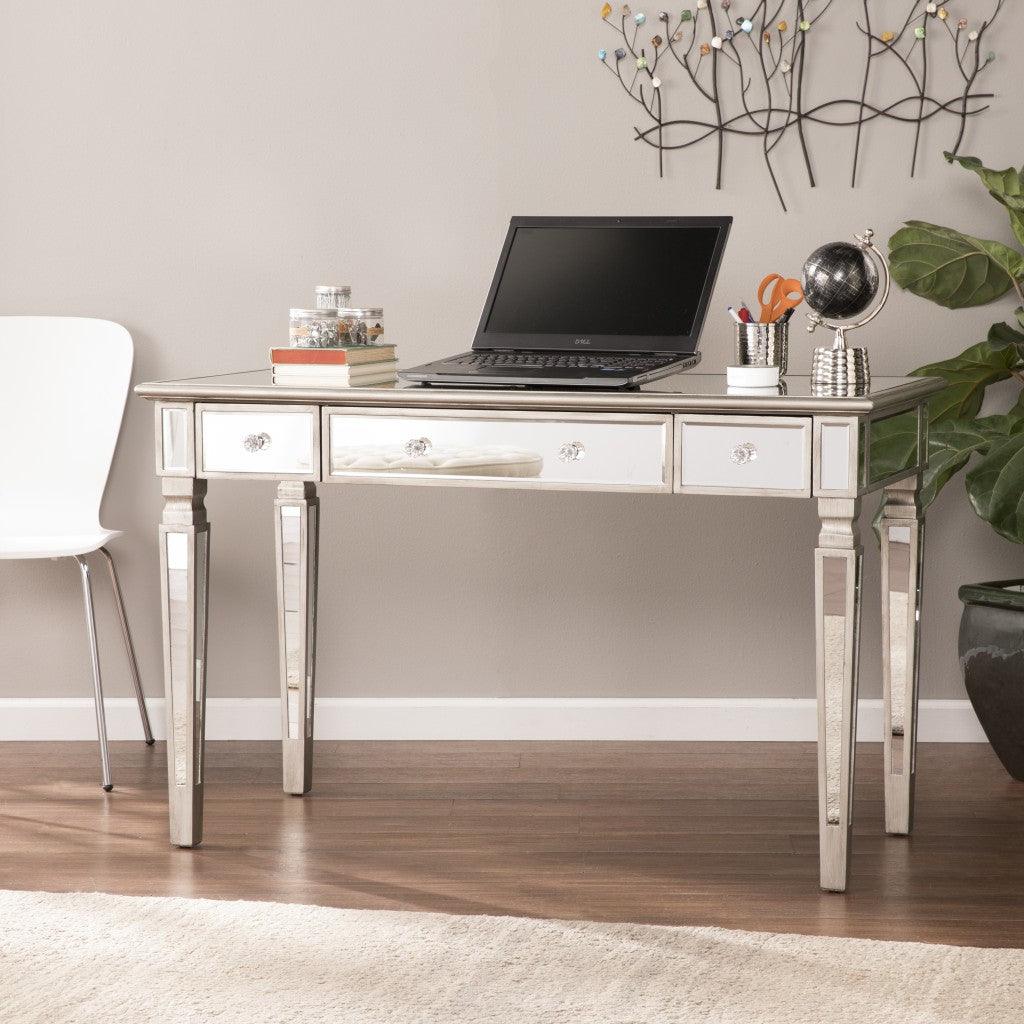 Silver Matte Mirrored Writing Desk - AFS