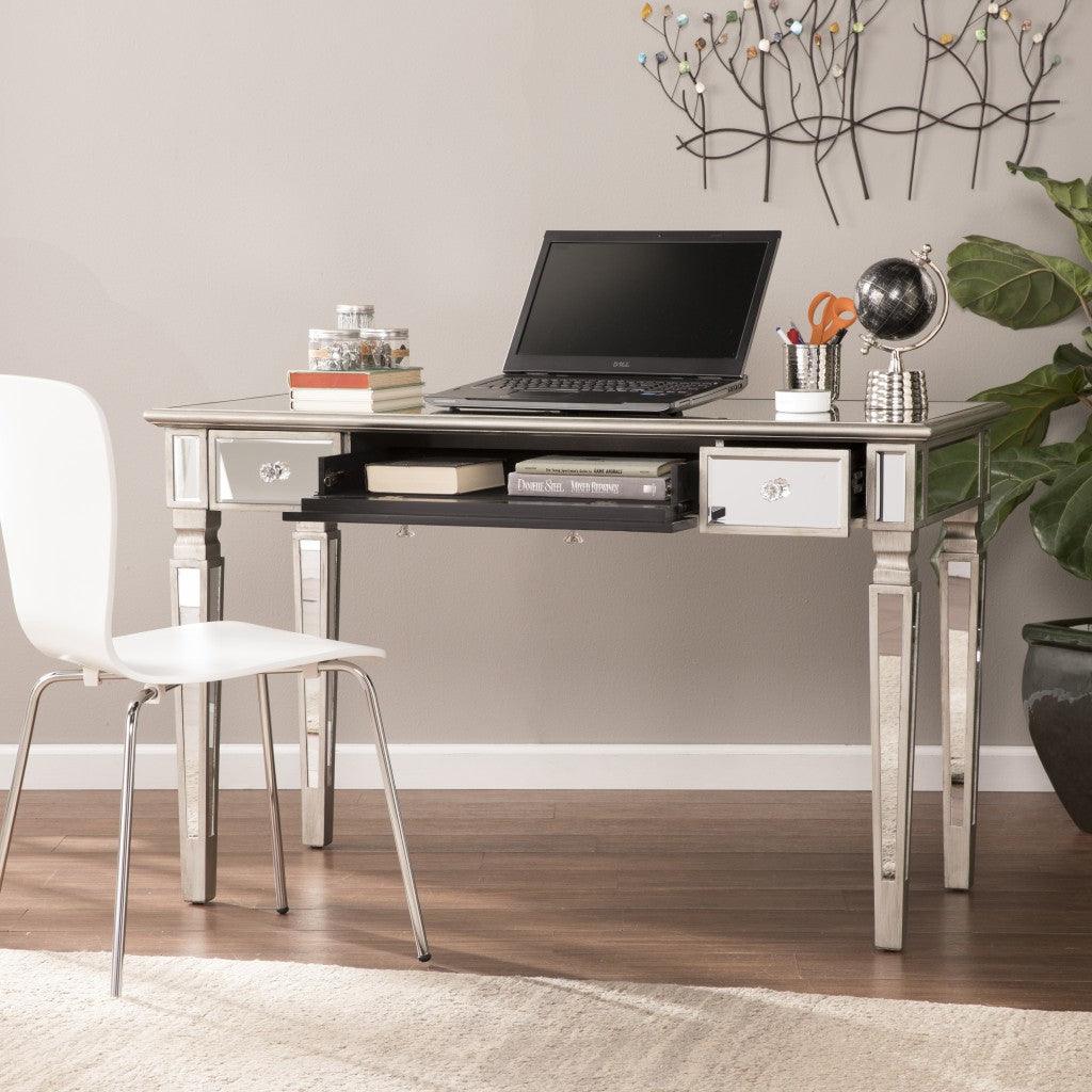 Silver Matte Mirrored Writing Desk - AFS