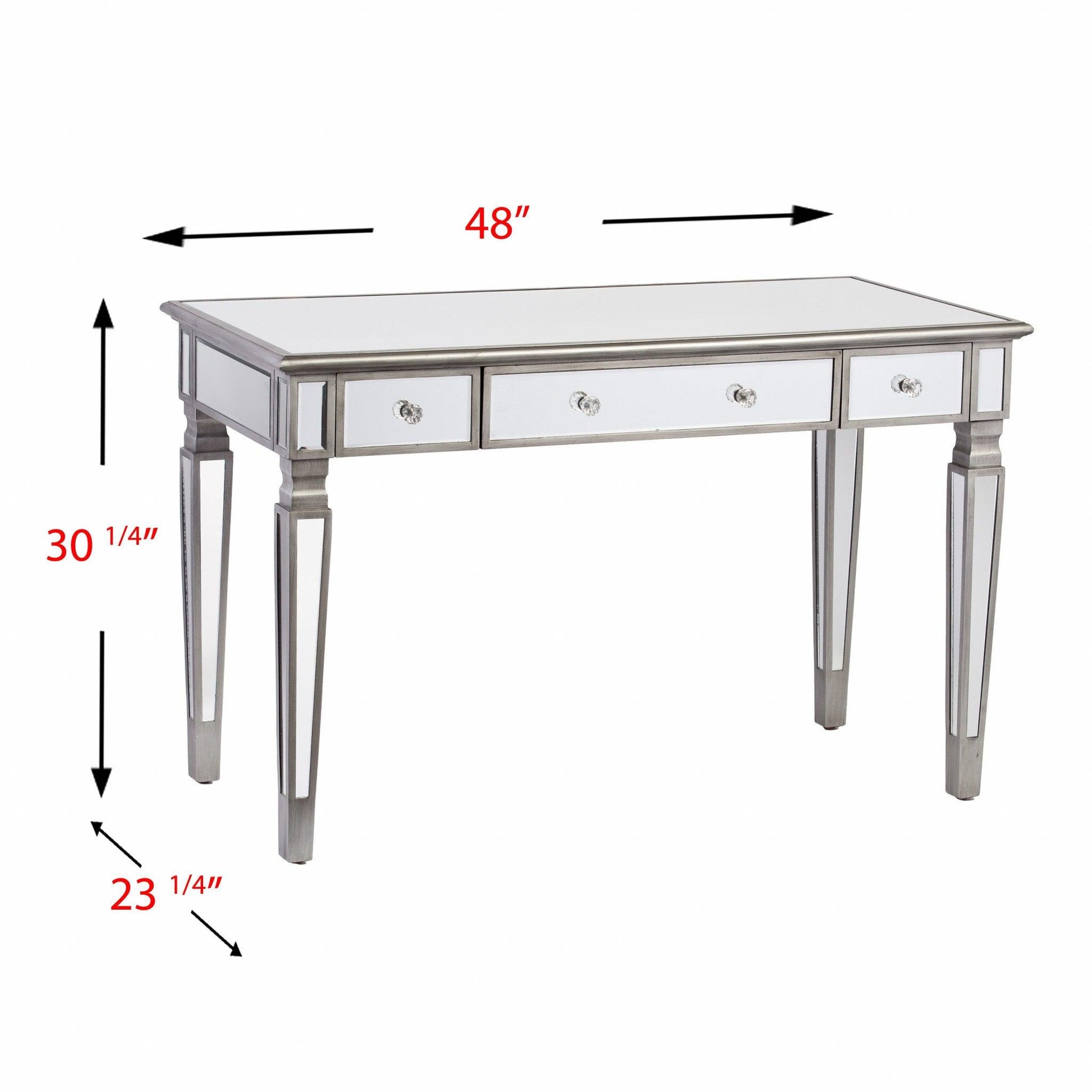 Silver Matte Mirrored Writing Desk - AFS