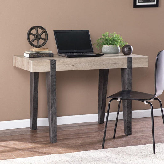 Modern Chunky Natural and Gray Wood Table Desk - AFS