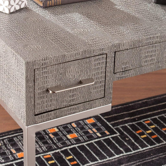 Modern Gray and Silver Faux Snakeskin Desk - AFS