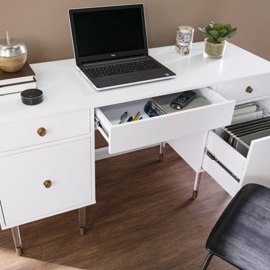 White Wood and Acrylic Writing Desk - AFS