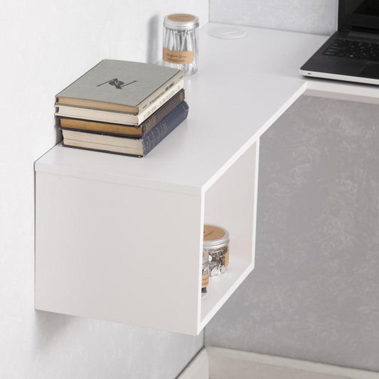 White Wall Mount Corner Desk - AFS