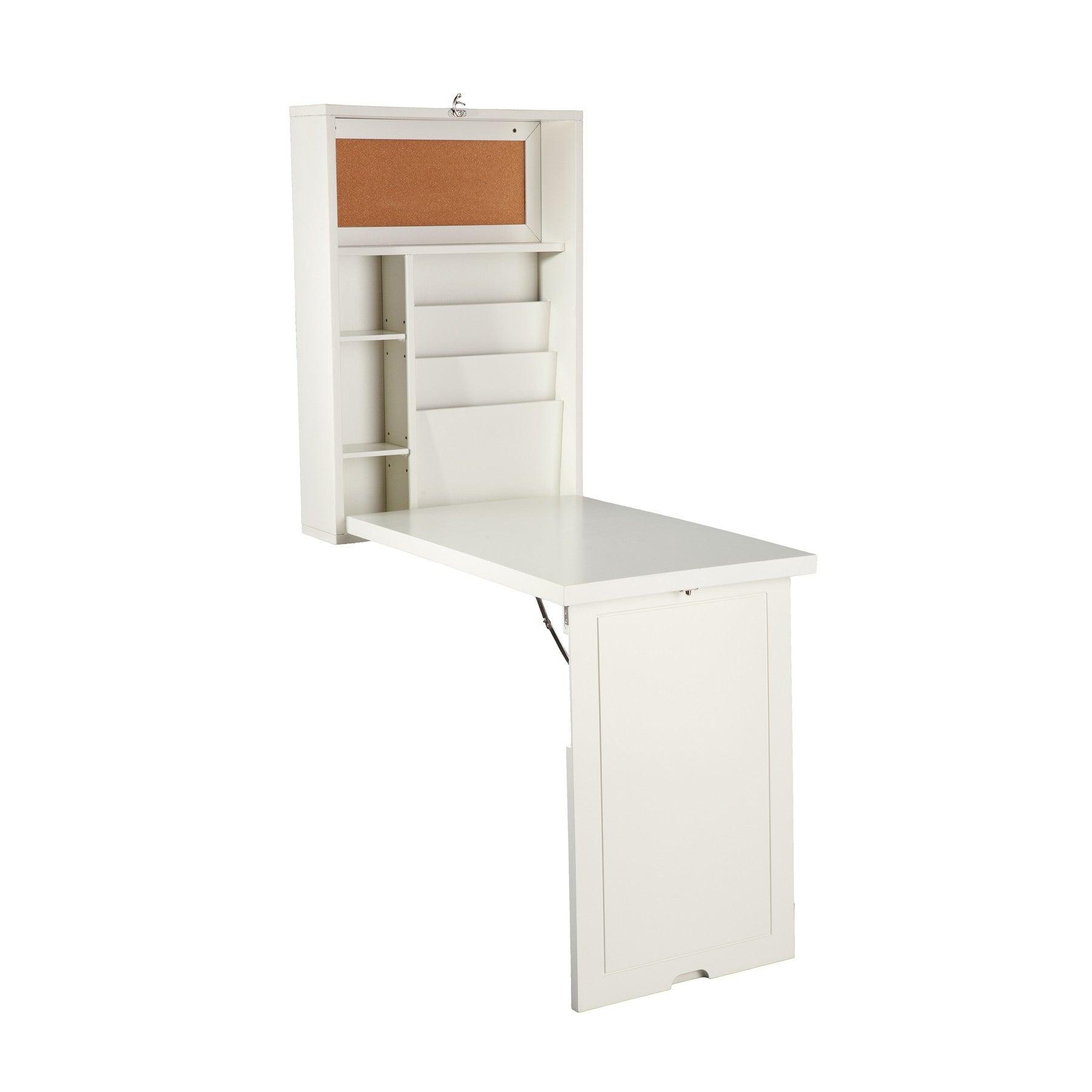 Antique White Fold Out Convertible Wall Mount Desk - AFS