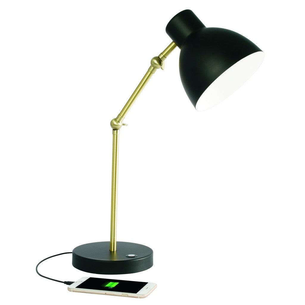 Matte Black and Gold Mod LED Adjustable Desk Lamp - AFS