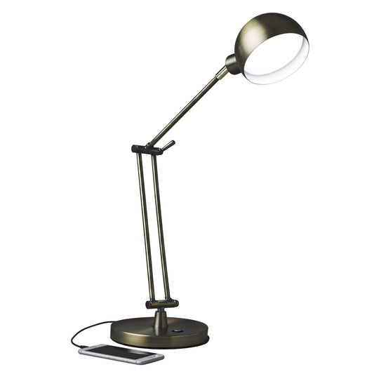 Shiny Satin Brass LED Adjustable Desk Lamp - AFS