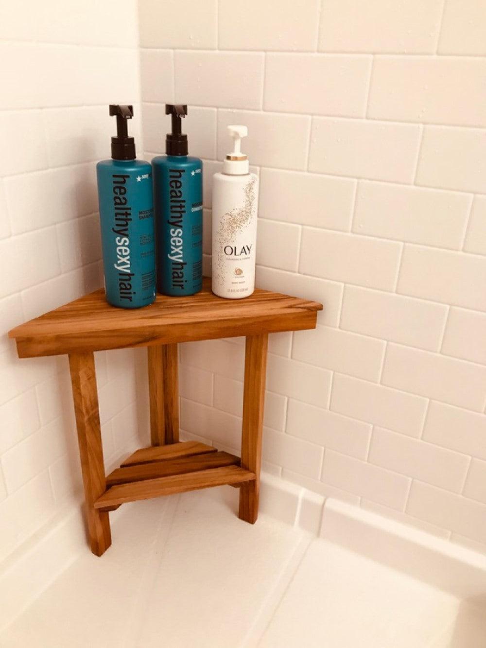 18" Grand Resort Teak Corner Shower Stool - AFS