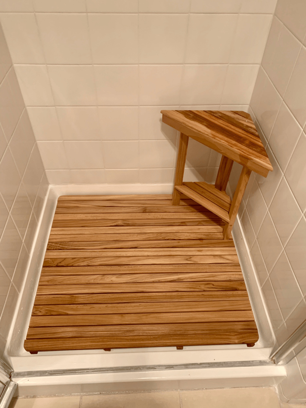 18" Grand Resort Teak Corner Shower Stool - AFS