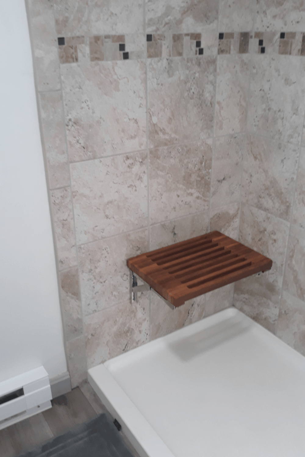 18" Grand Resort Wall Mount Slat Teak Shower Bench - AFS