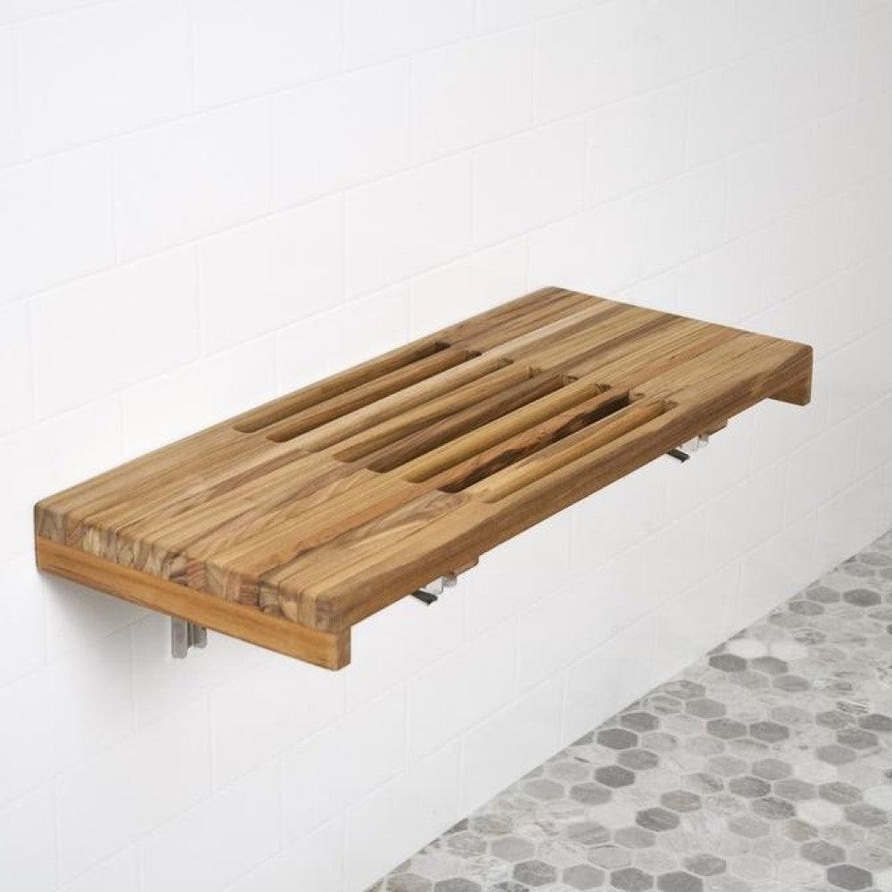 30" Grand Resort Wall Mount Slat Teak Shower Bench - AFS