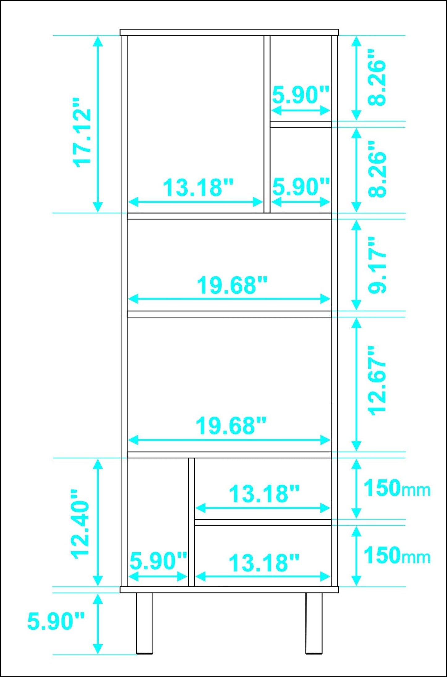 Iko 60" White Modern Abstract Open Shelving Unit - AFS