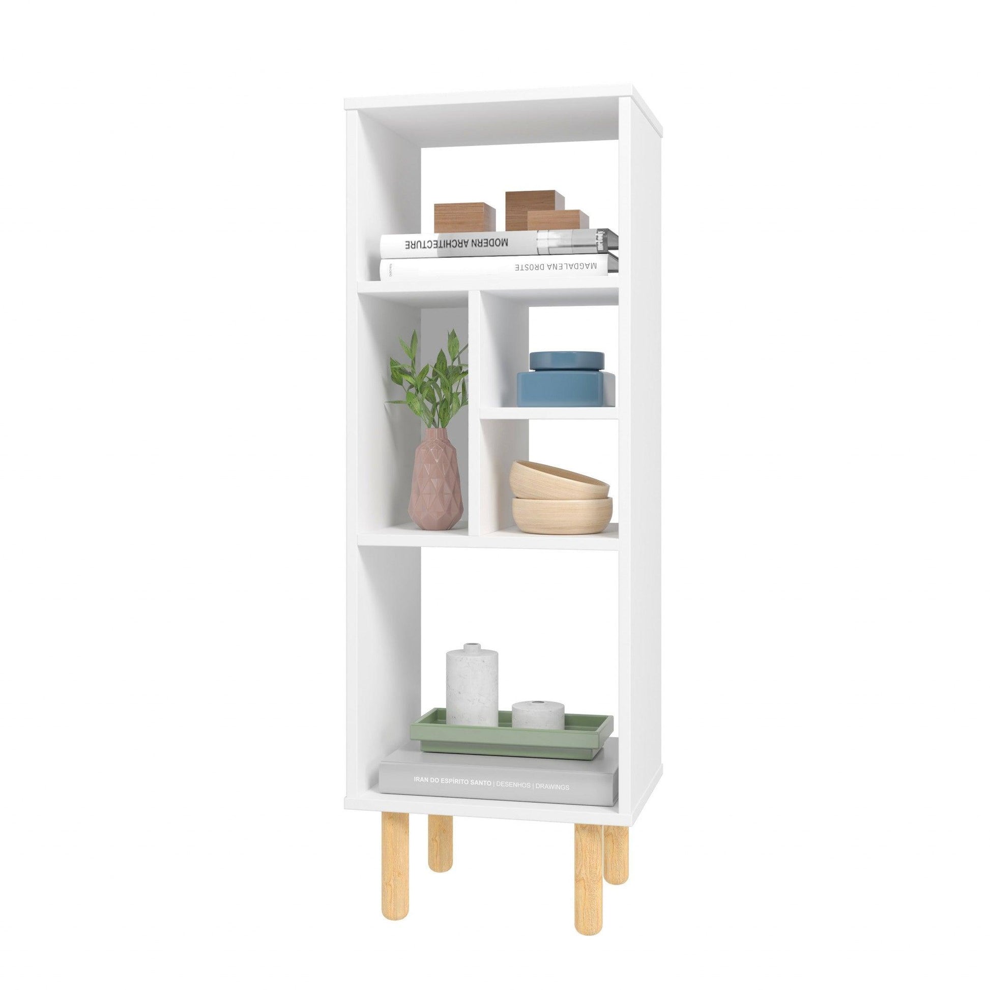 Iko 43" White Modern Abstract Open Shelving Unit - AFS