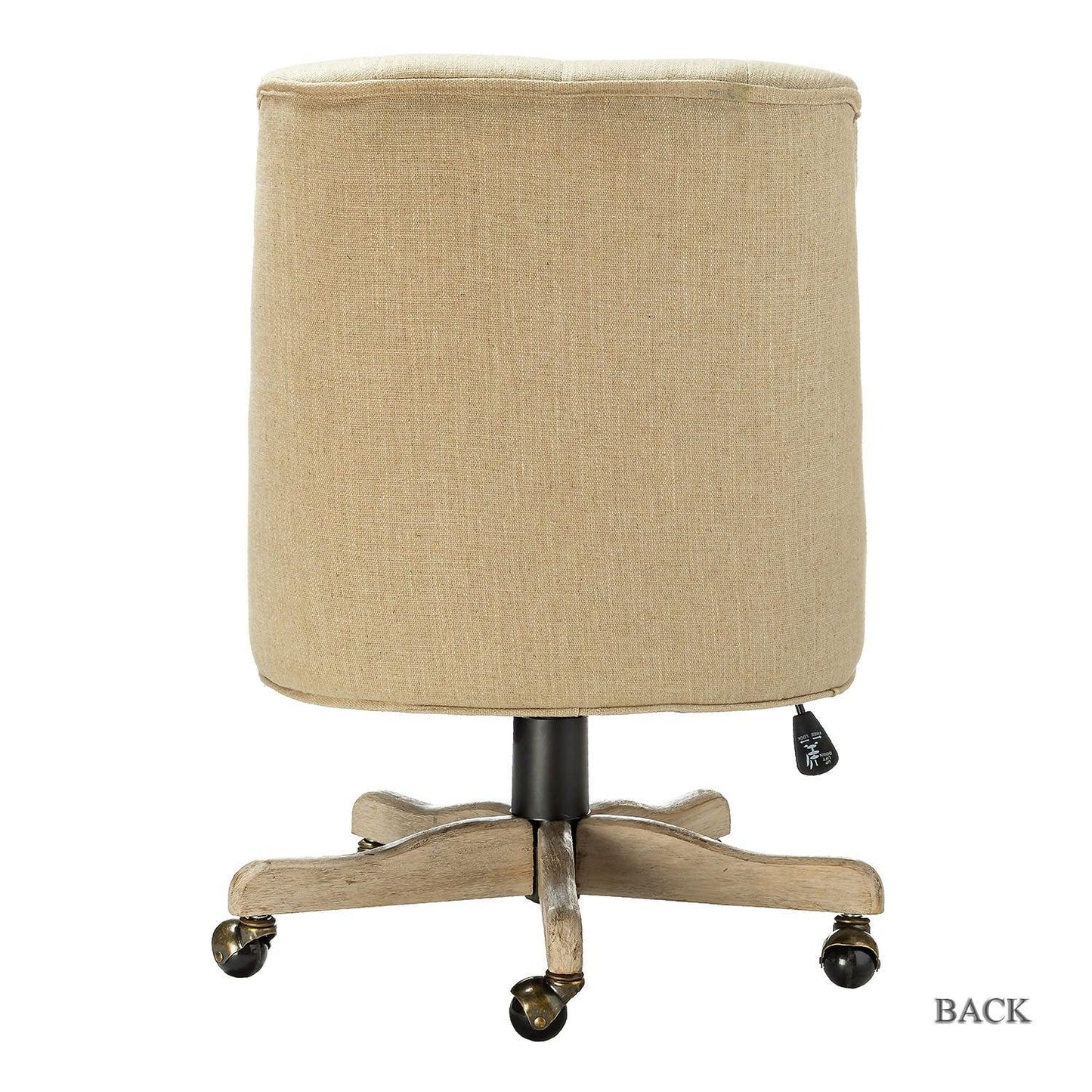 Beige Natural Tufted Back Linen Style Rolling Office Chair - AFS