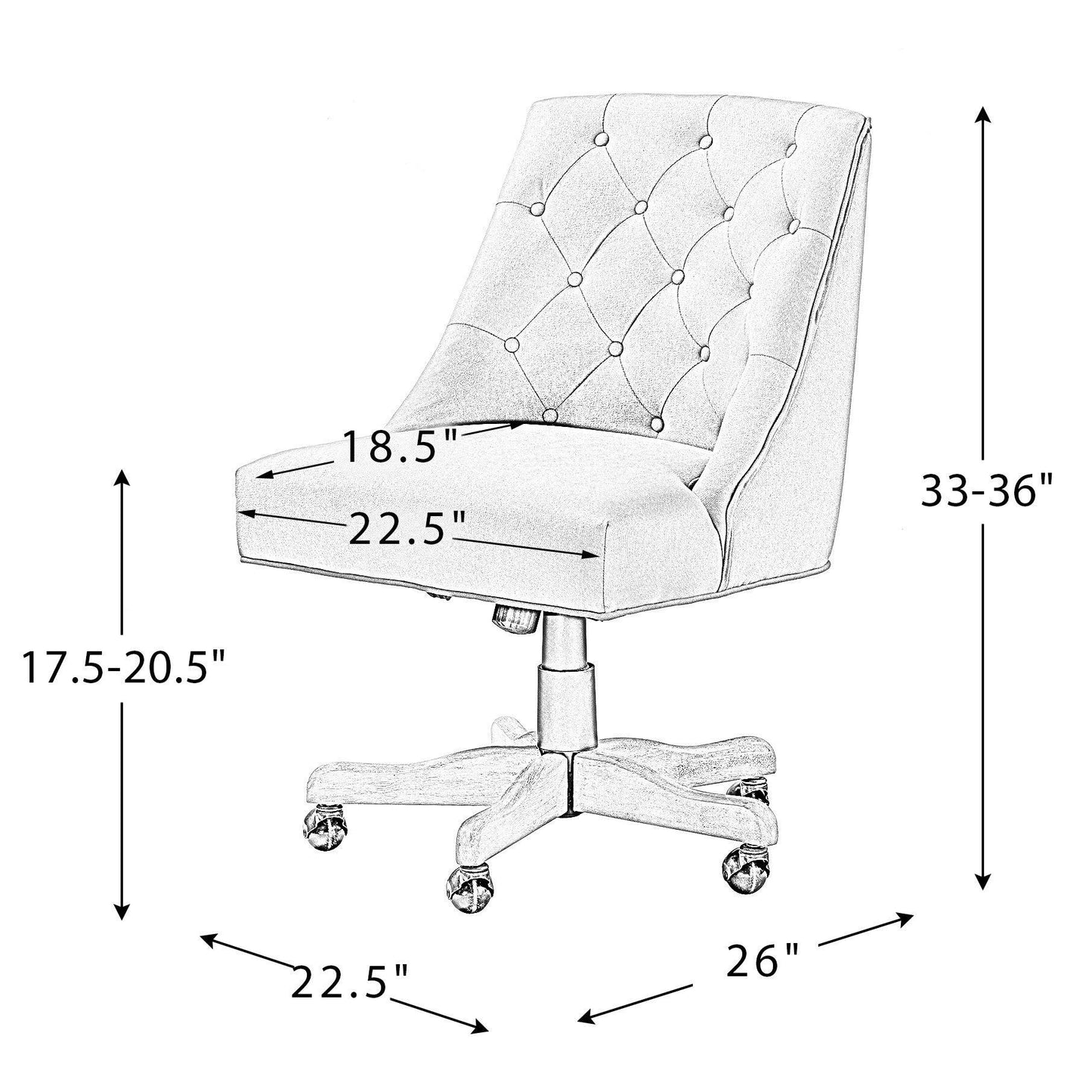 Beige Natural Tufted Back Linen Style Rolling Office Chair - AFS