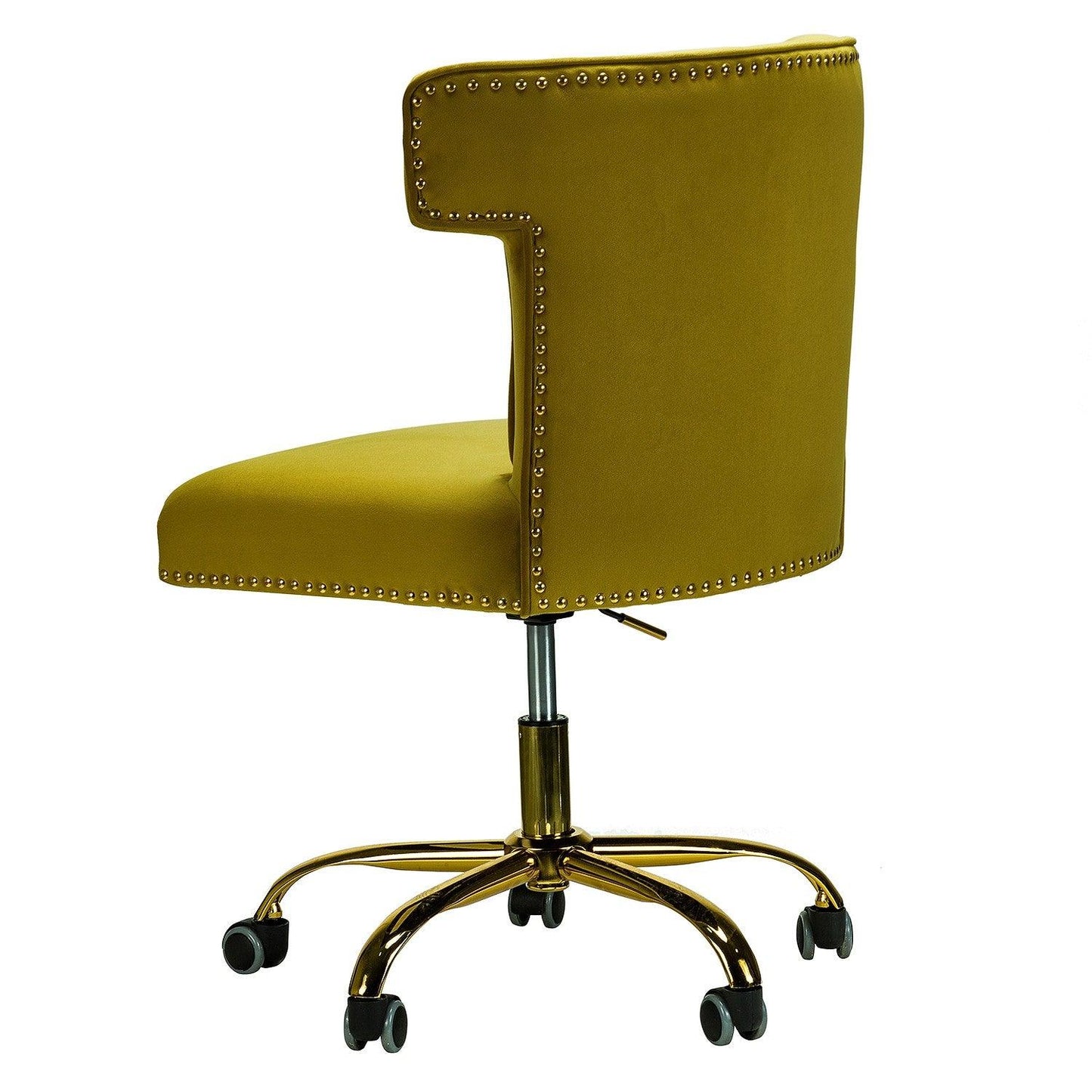 Contempo Dark Mustard Velvet Nailhead Office Chair - AFS