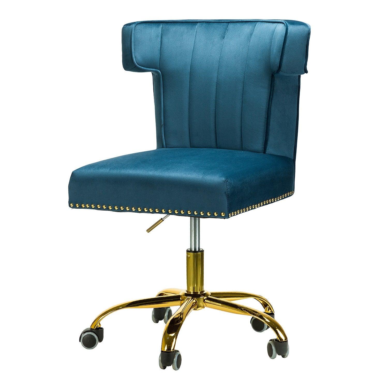 Contempo Dark Mustard Velvet Nailhead Office Chair - AFS