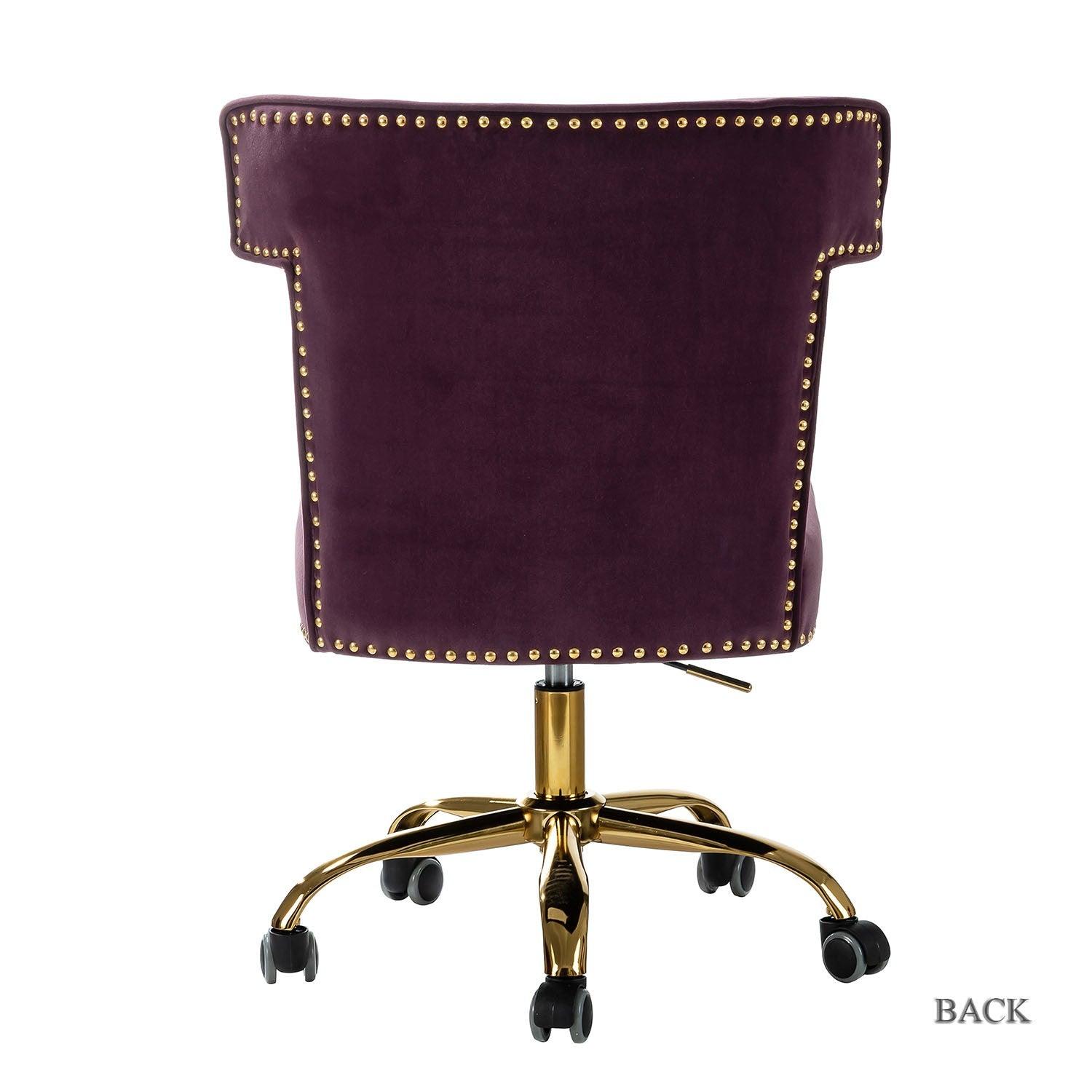 Contempo Dark Mustard Velvet Nailhead Office Chair - AFS