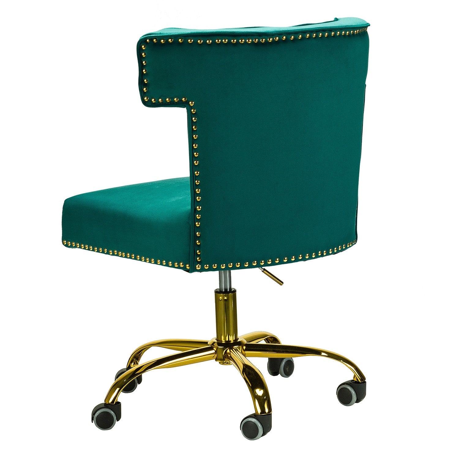 Contempo Dark Mustard Velvet Nailhead Office Chair - AFS