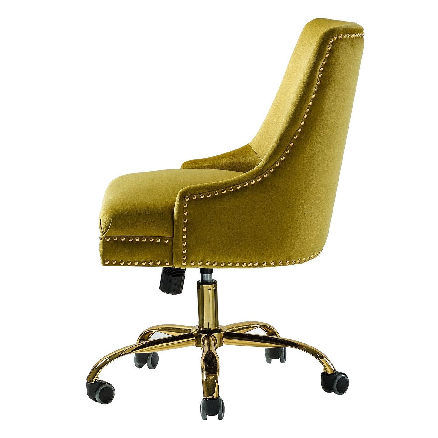 Handsome Mustard Nailhead Rolling Office Chair - AFS