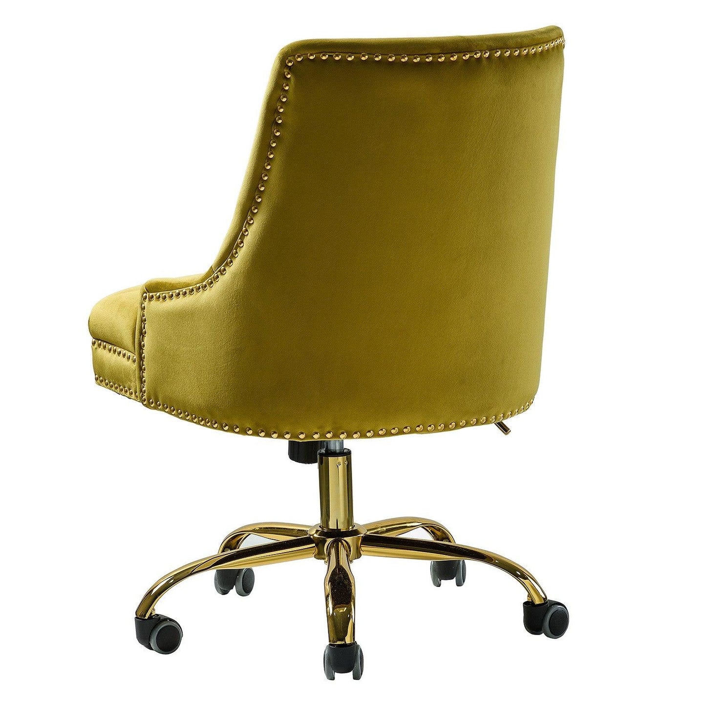 Handsome Mustard Nailhead Rolling Office Chair - AFS