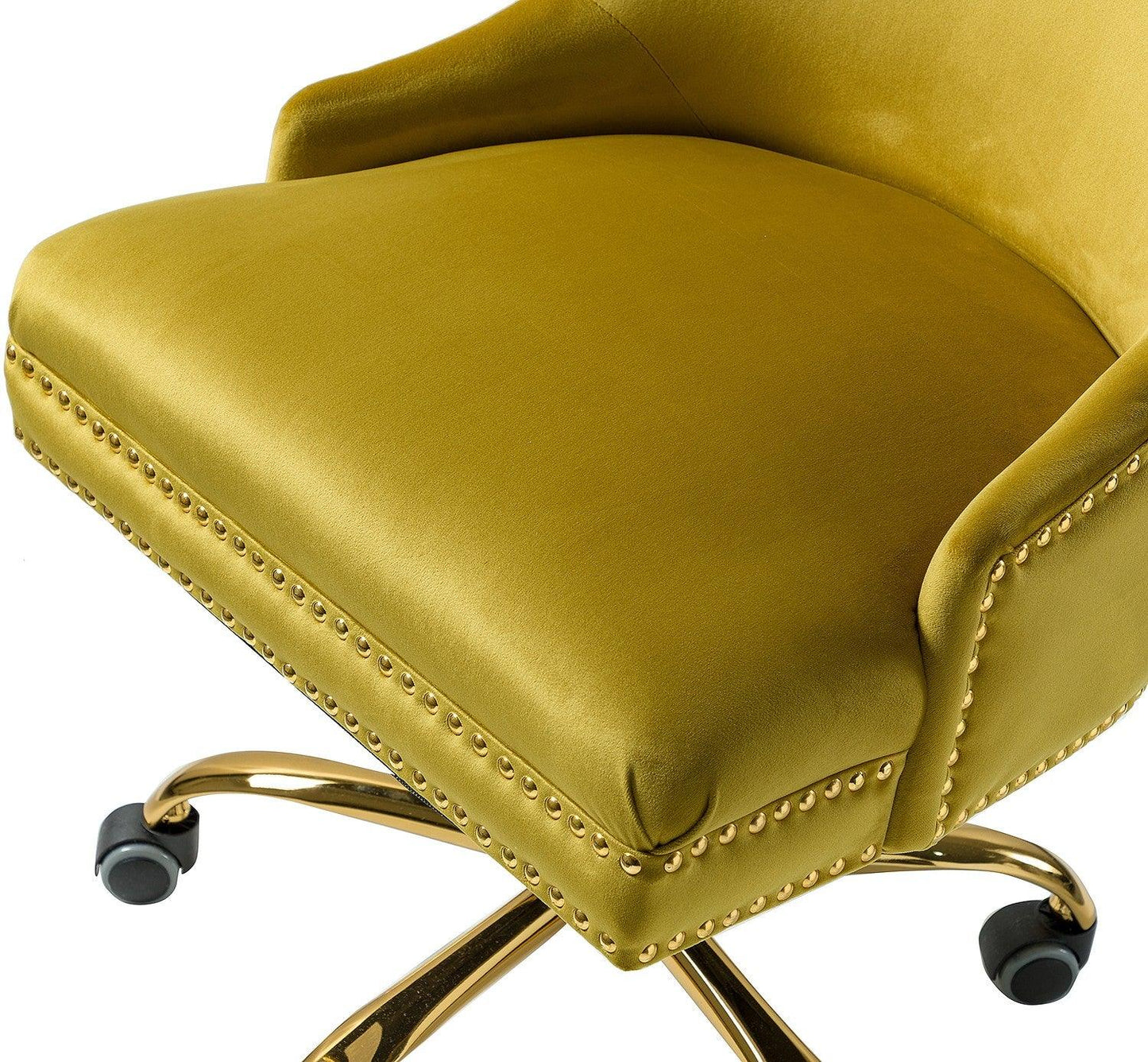 Handsome Mustard Nailhead Rolling Office Chair - AFS