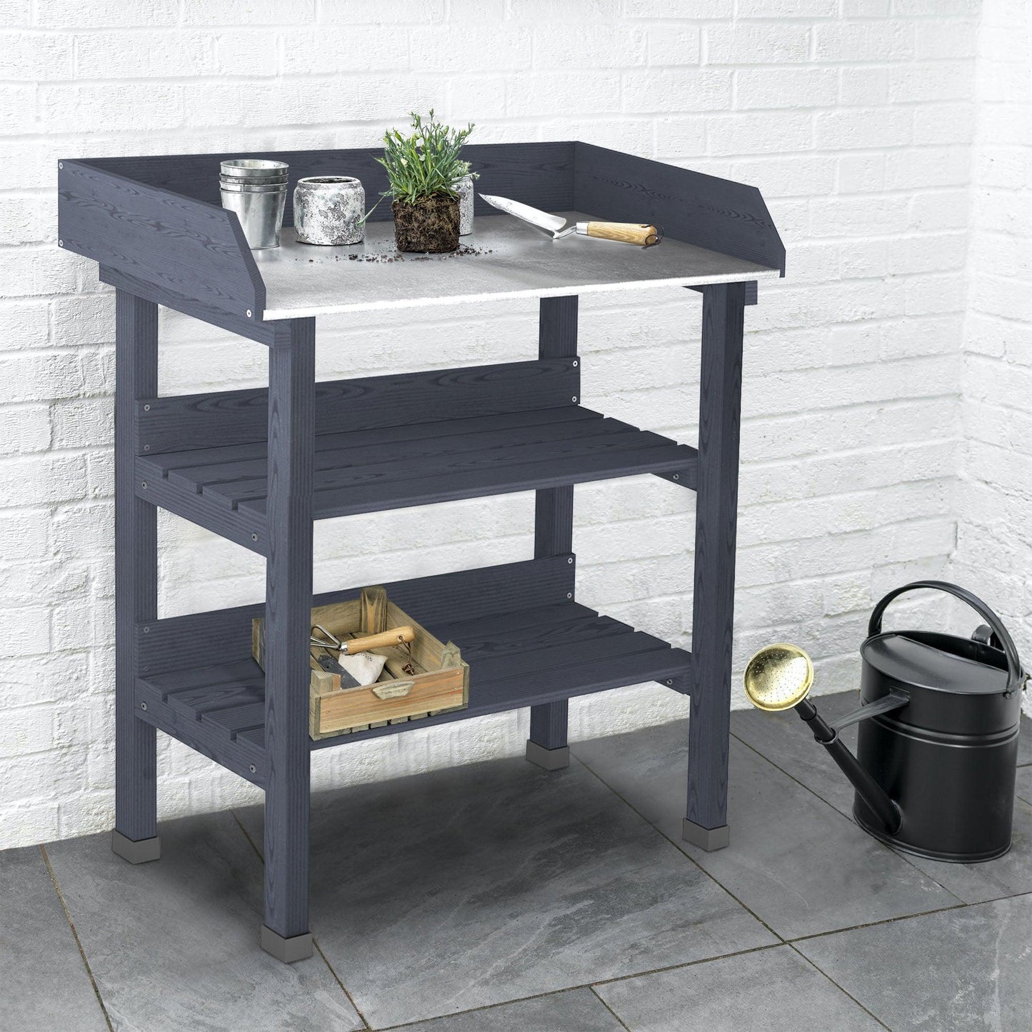 Mod Gray Wood Potting Bench - AFS