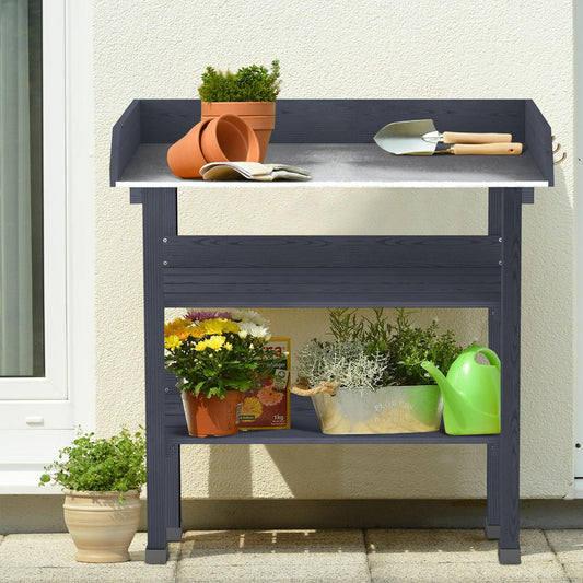 Mod Gray Wood Potting Bench - AFS