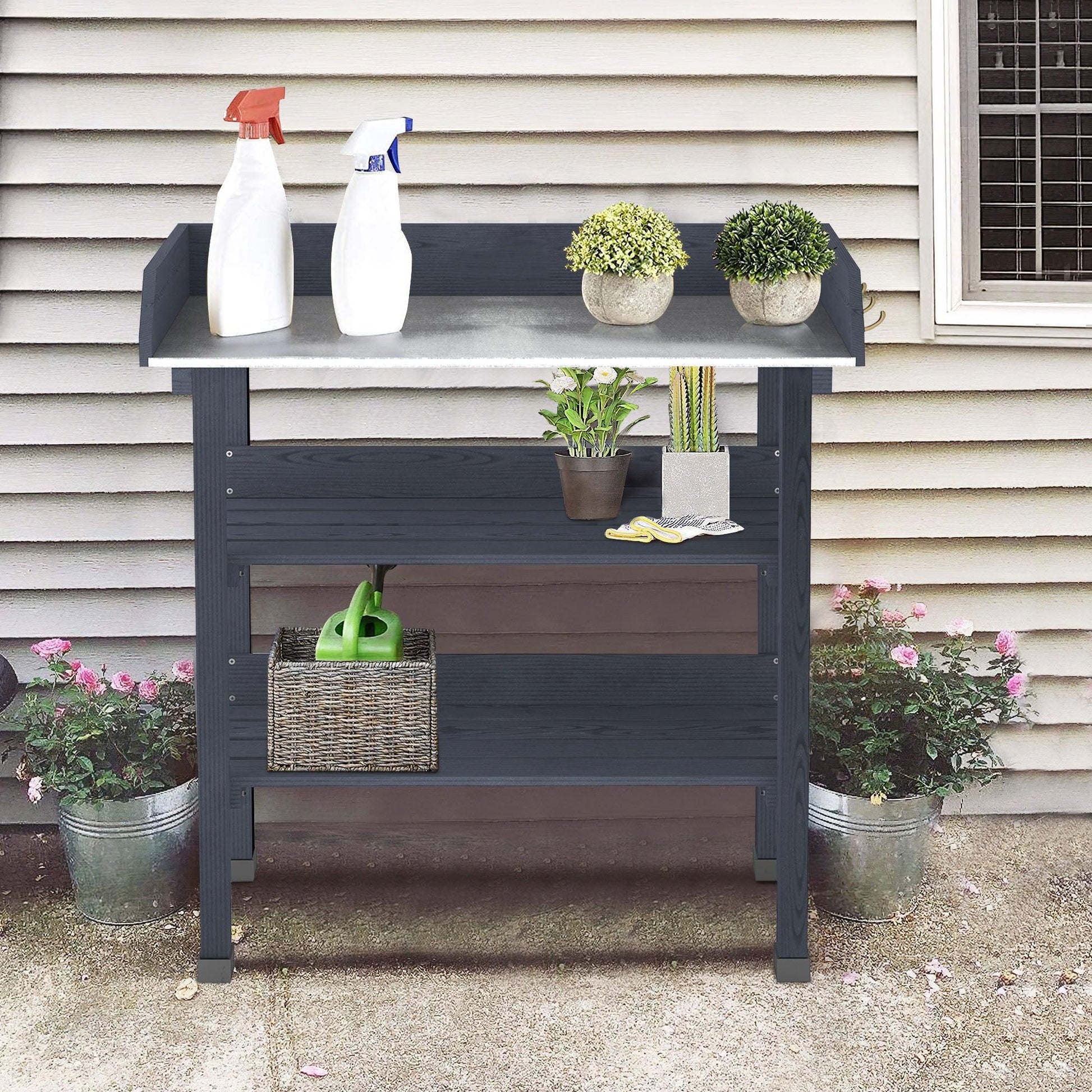 Mod Gray Wood Potting Bench - AFS