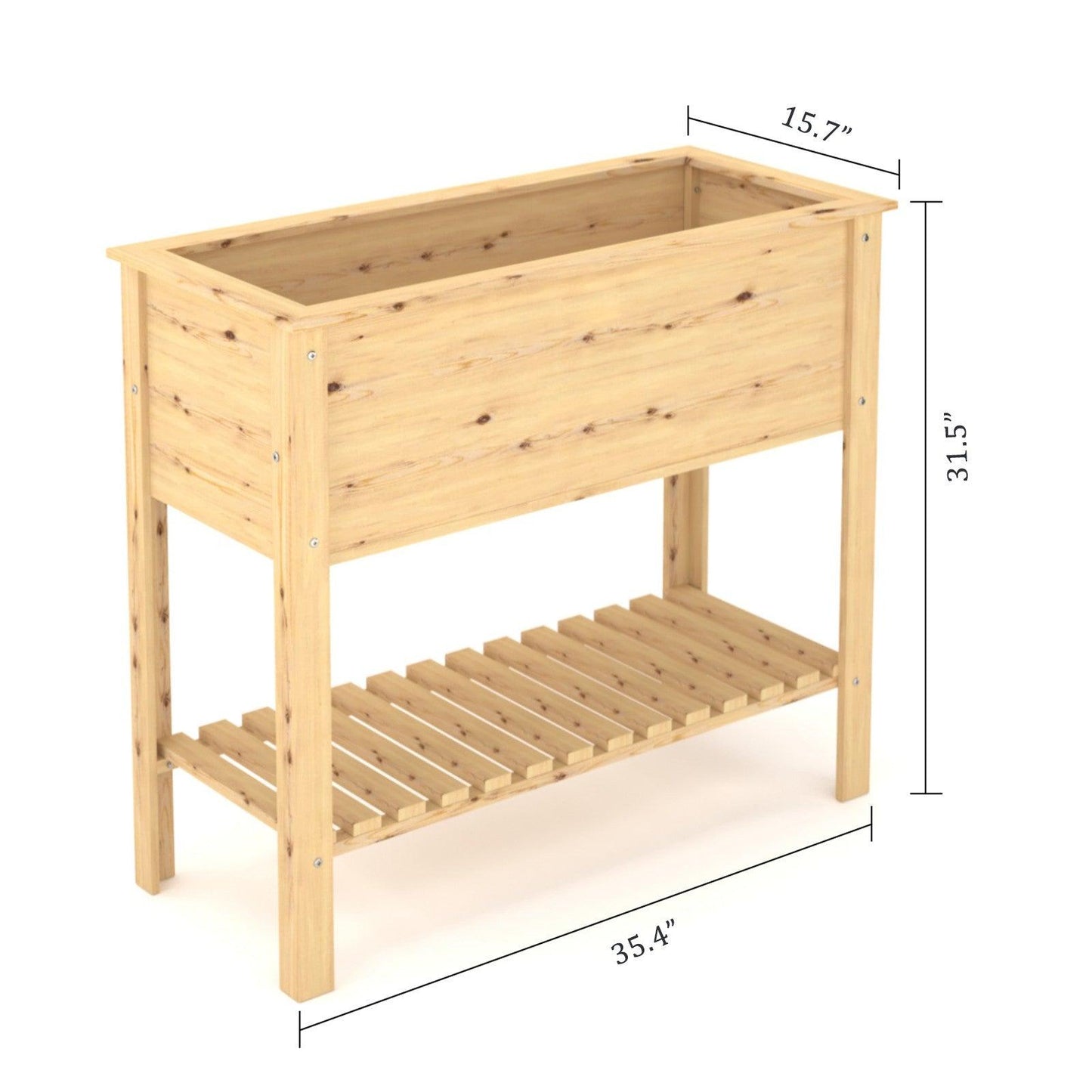 35" Natural Solid Wood Raised Garden Planter - AFS