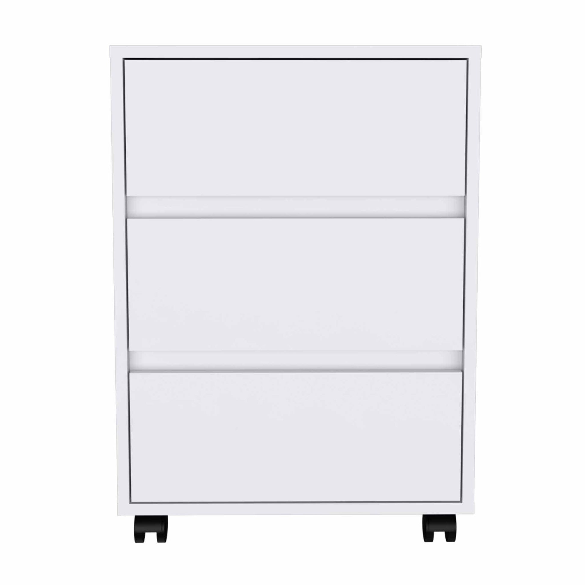 White Three Drawer Rolling Cabinet - AFS