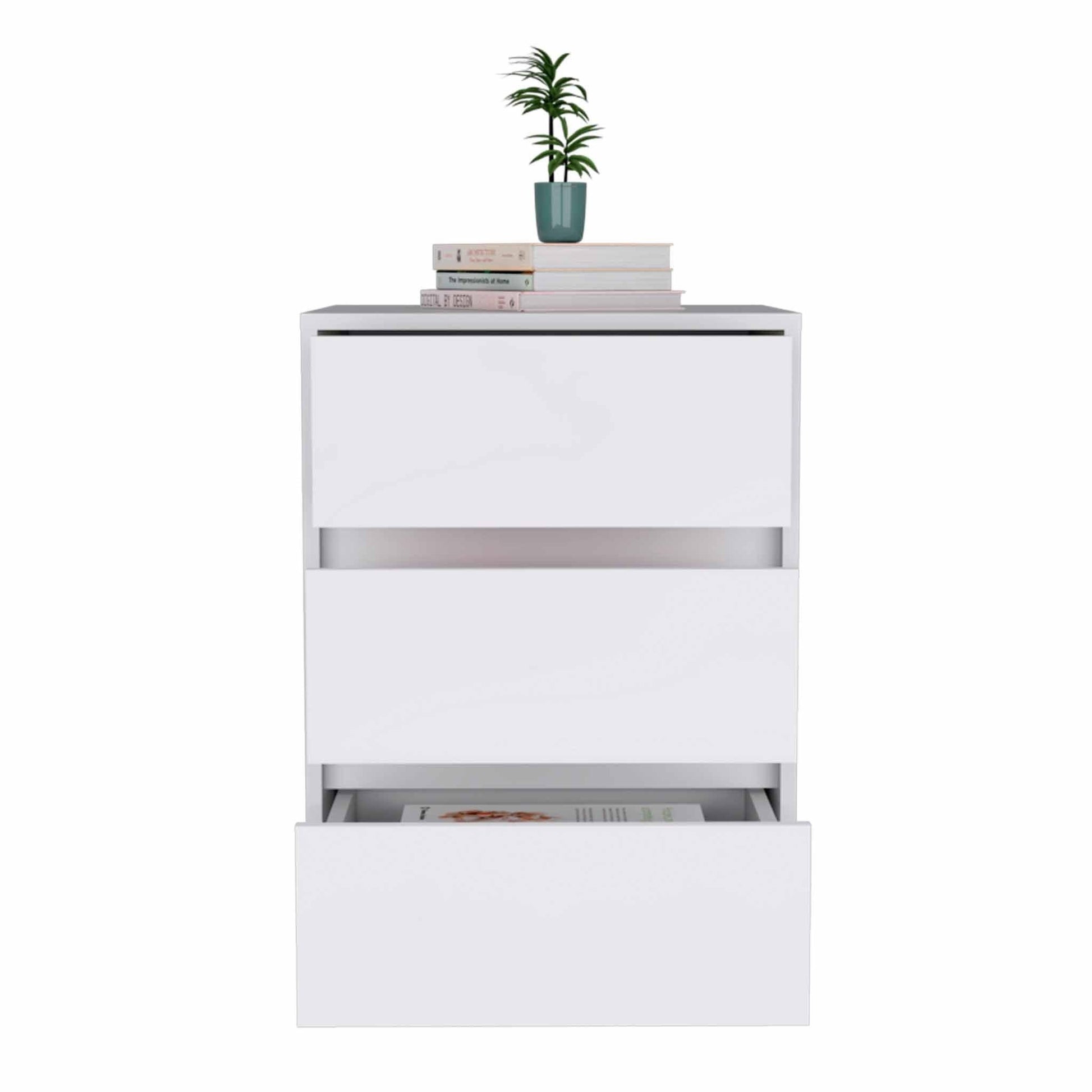 White Three Drawer Rolling Cabinet - AFS