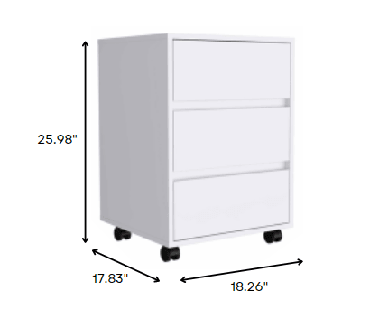 White Three Drawer Rolling Cabinet - AFS