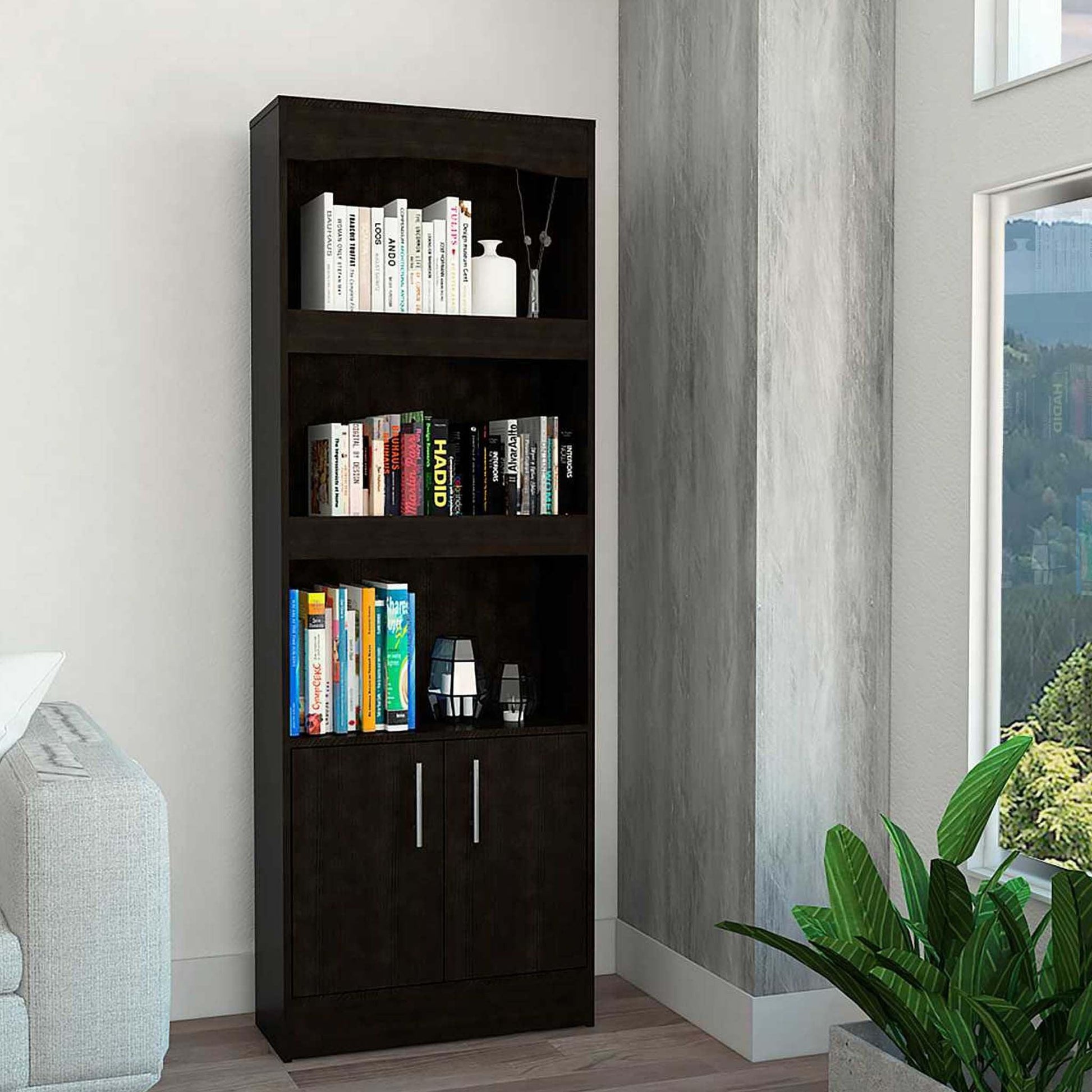 Catarina Black Bookcase Cabinet - AFS