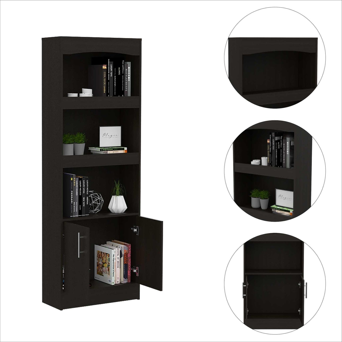 Catarina Black Bookcase Cabinet - AFS