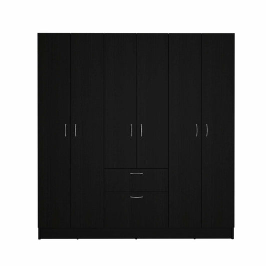 Black and White Tall Six Door Closet Wardrobe Center - AFS