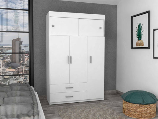 White Tall Three Door Closet with Sliding Doors - AFS