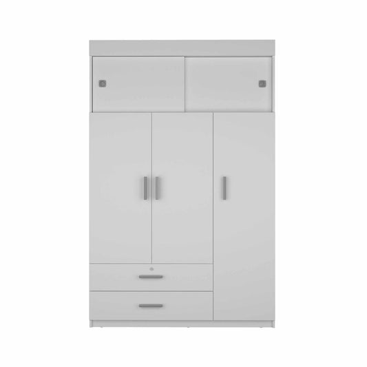 White Tall Three Door Closet with Sliding Doors - AFS