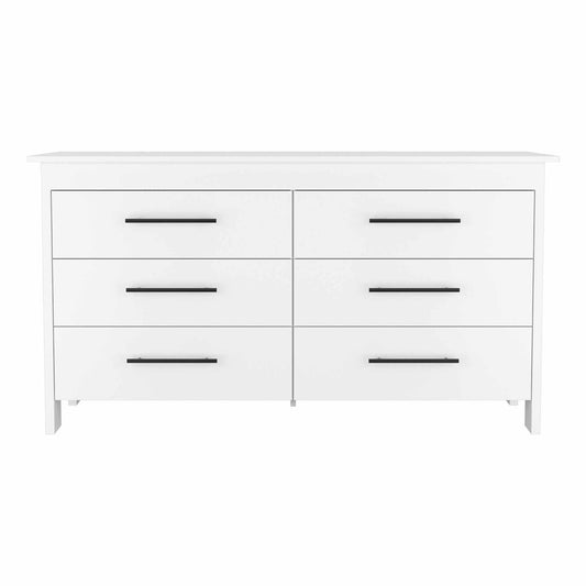 58" White Six Drawer Double Dresser - AFS