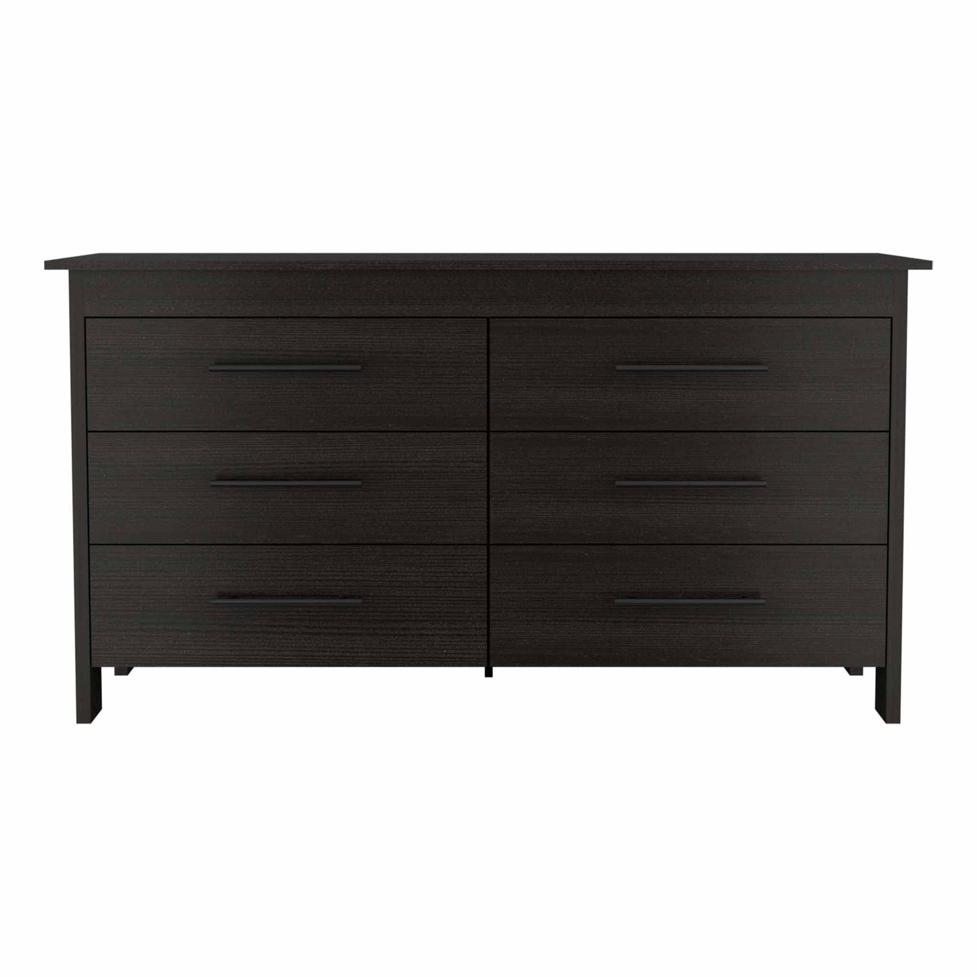 58" Black Six Drawer Double Dresser - AFS