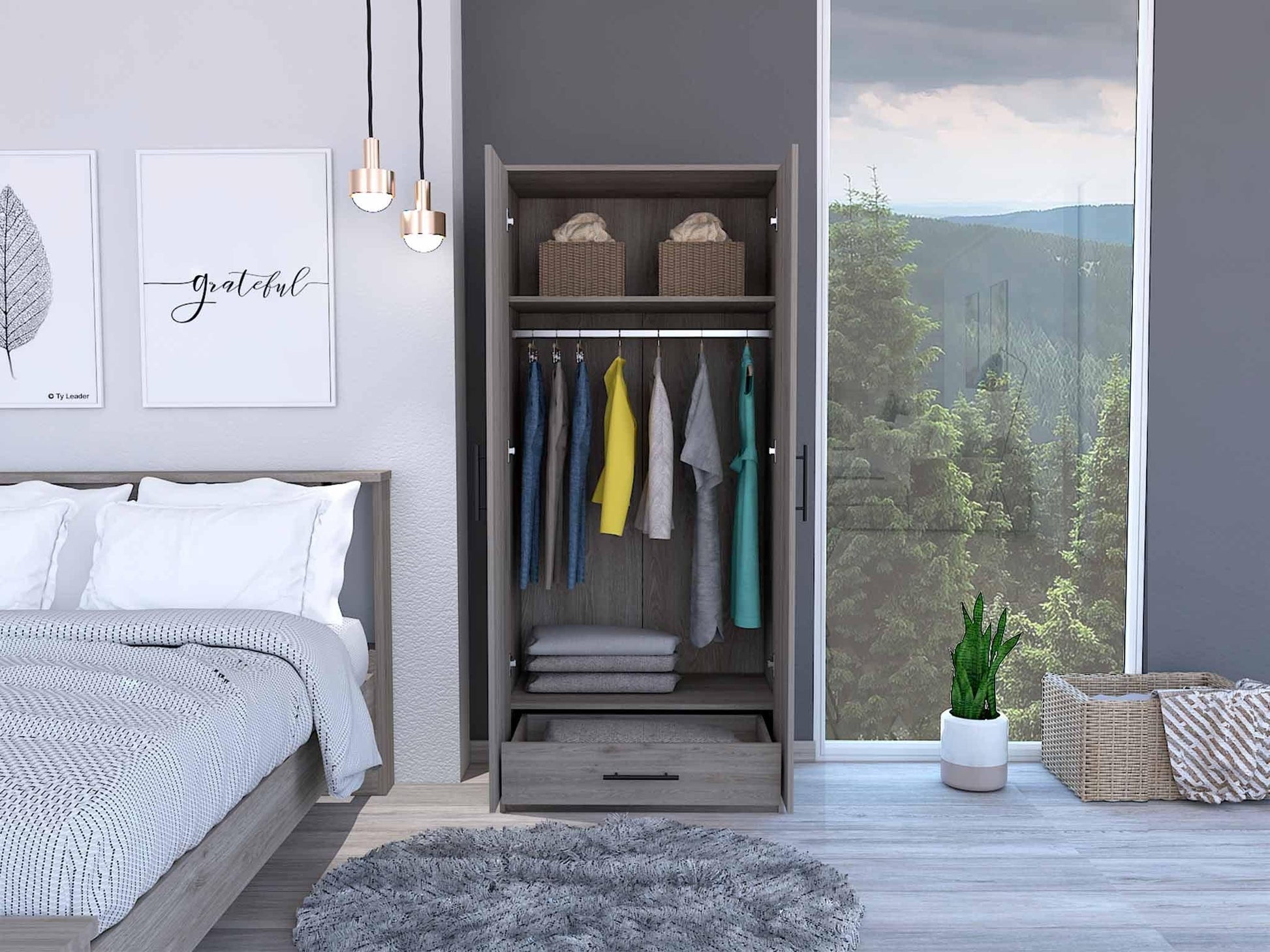 71" Light Gray Tall Two Door Closet - AFS