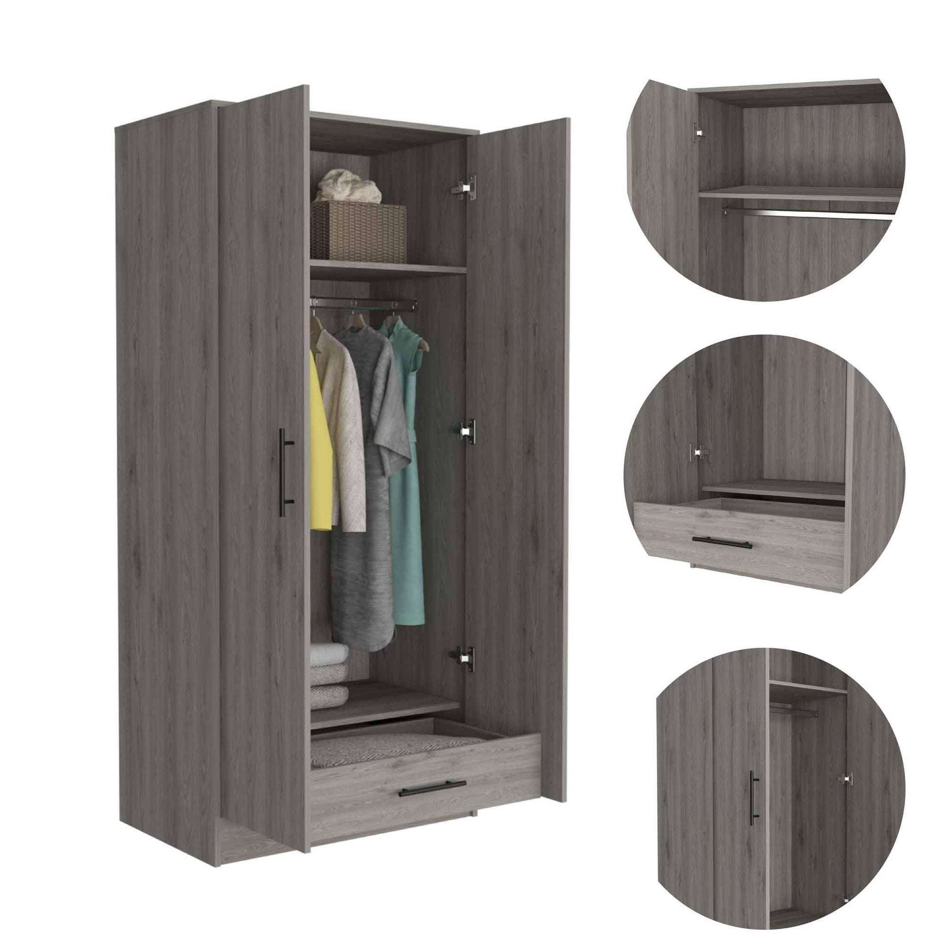 71" Light Gray Tall Two Door Closet - AFS