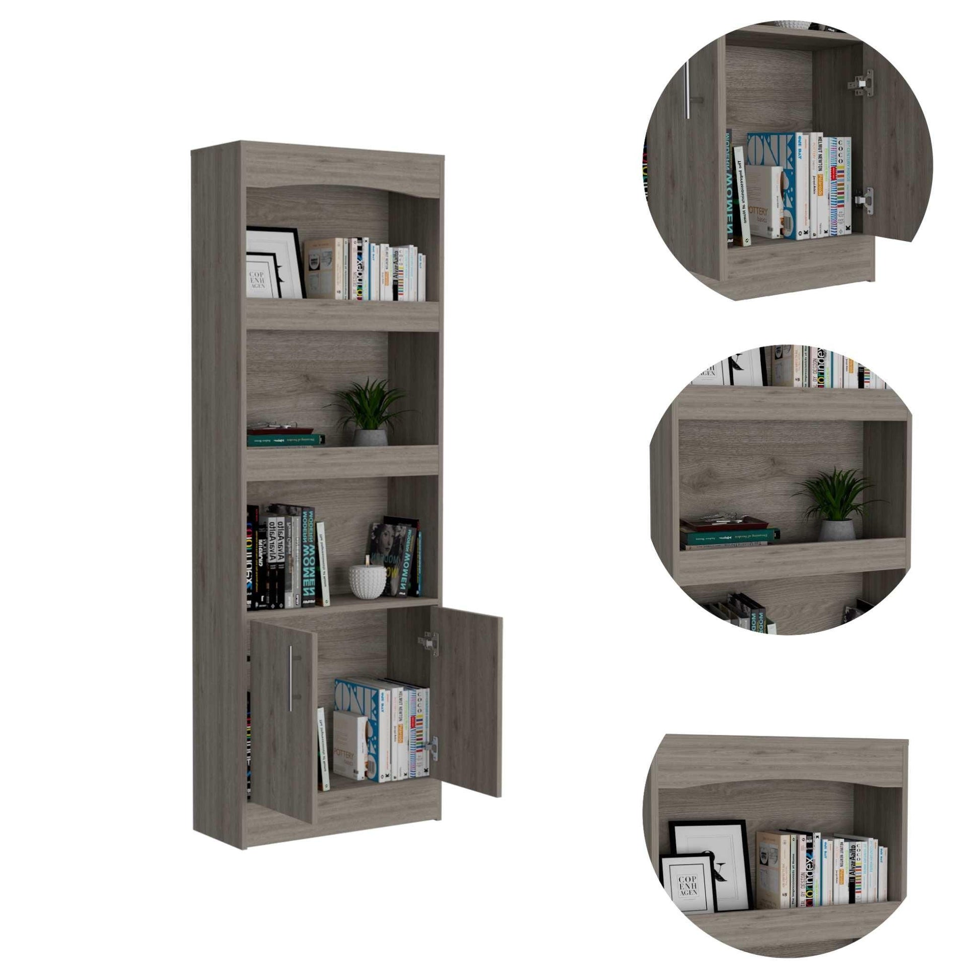 Catarina Light Gray Bookcase Cabinet - AFS