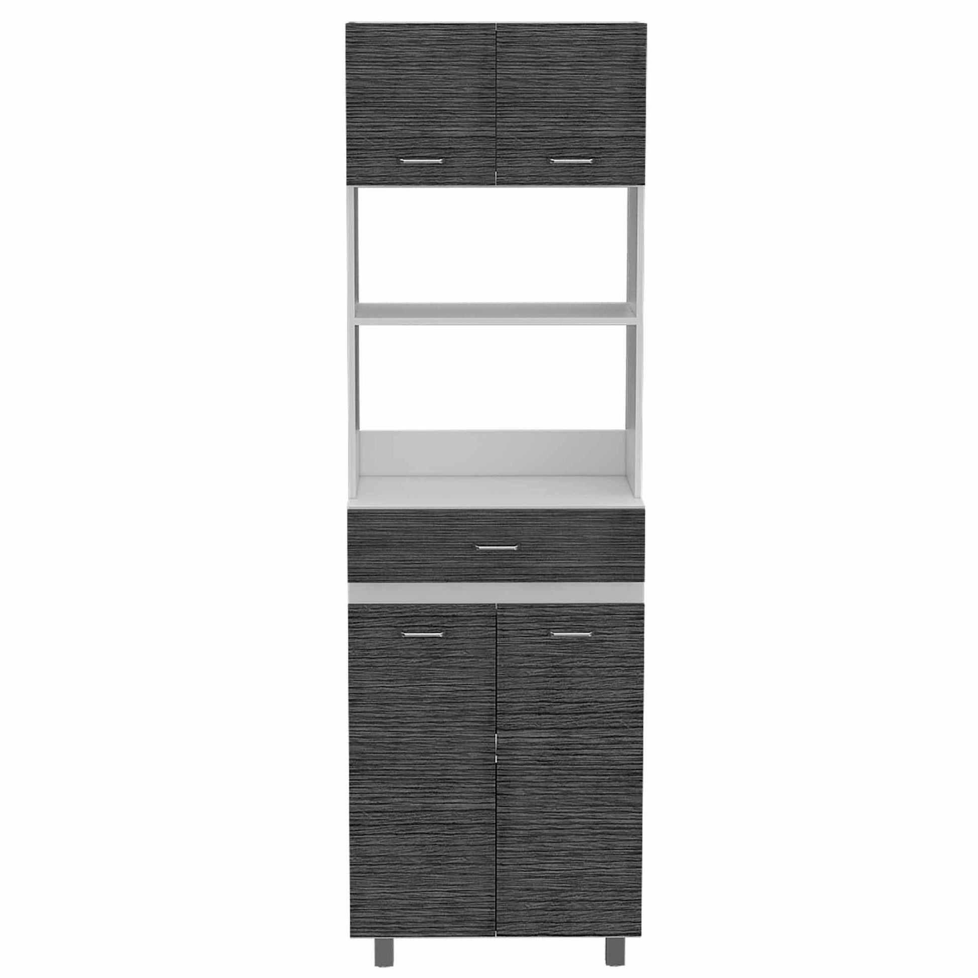 Modern Gray Stria Tall Kitchen Cart - AFS